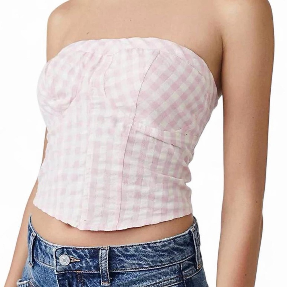 Free People Pink Gingham Tube Top Womens’ M